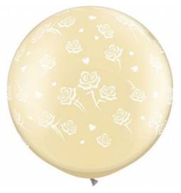 Jumbo poročni balon, Vrtnice, Ivory