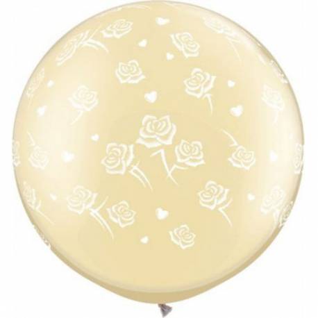 Jumbo poročni balon, Vrtnice, Ivory