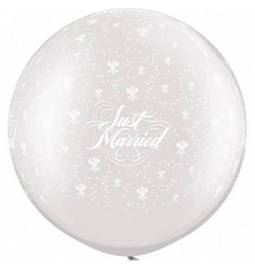 Jumbo poročni balon, Just Married, White