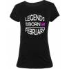 Ženska majica za rojstni dan, Legends february, črna