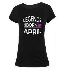 Ženska majica za rojstni dan, Legends april, črna
