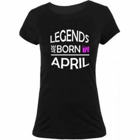 Ženska majica za rojstni dan, Legends april, črna