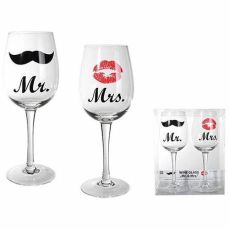 Set kozarcev za vino, Mr in Mrs