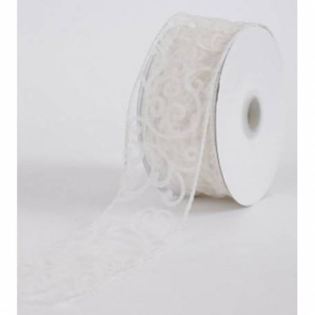 Organza trak širine 5 cm, Krem filigree