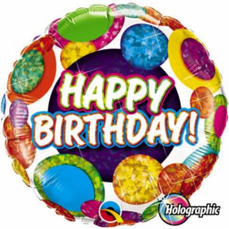Folija balon Happy Birthday Big Polka Dots