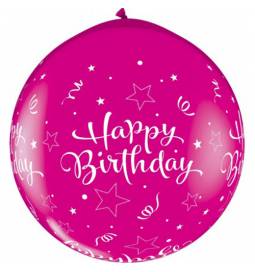 XXL lateks balon Happy Birthday, črn