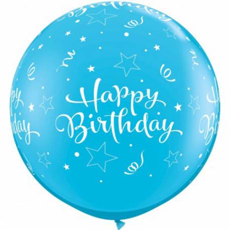 XXL lateks balon Happy Birthday, črn
