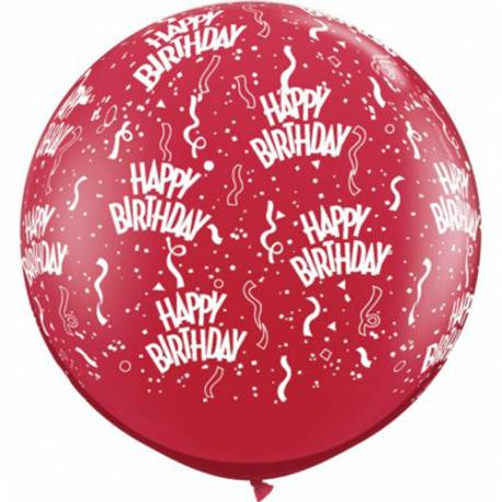 XXL lateks balon Birthday Stars, rdeč