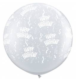 XXL lateks balon Happy Birthday, rdeč