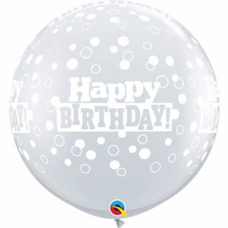 XXL lateks balon Happy Birthday, prozoren