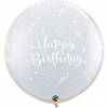 XXL lateks balon Birthday Confeti, prozoren