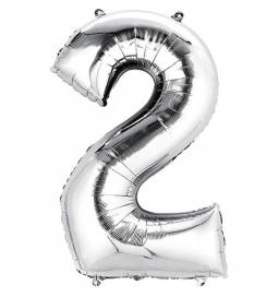 XXL balon številka 2, srebrna