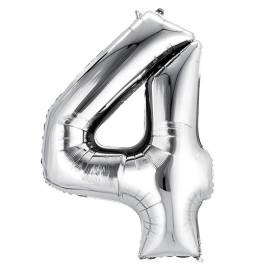 XXL balon številka 4, srebrna