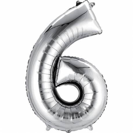 XXL balon številka 6, srebrna