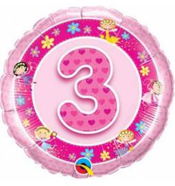 Folija balon 3. rojstni dan, Pink Fairies