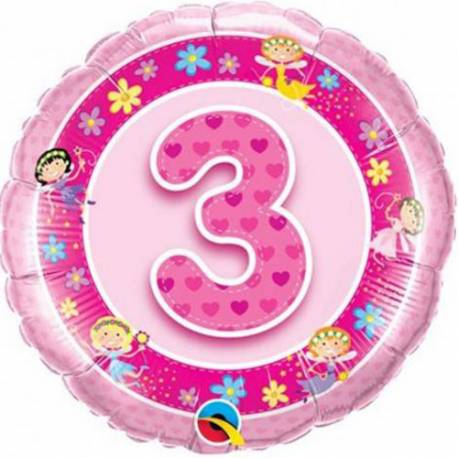 Folija balon 3. rojstni dan, Pink Fairies