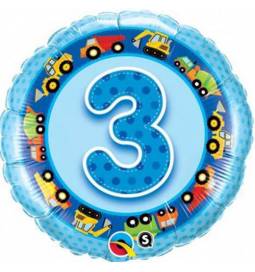 Folija balon 3. rojstni dan, Blue Trucks