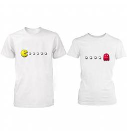 Komplet majic za pare, Pacman, beli