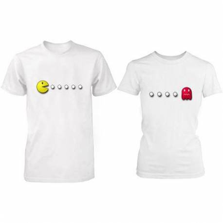 Komplet majic za pare, Pacman, beli