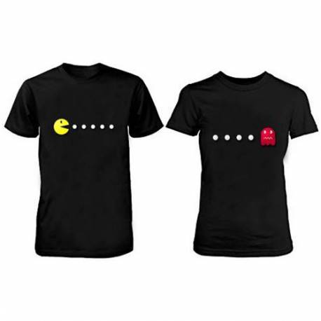 Komplet majic za pare, Pacman, črni