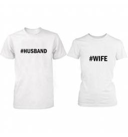 Komplet majic za pare, Husband Wife, beli