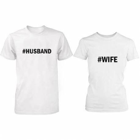Komplet majic za pare, Husband Wife, beli