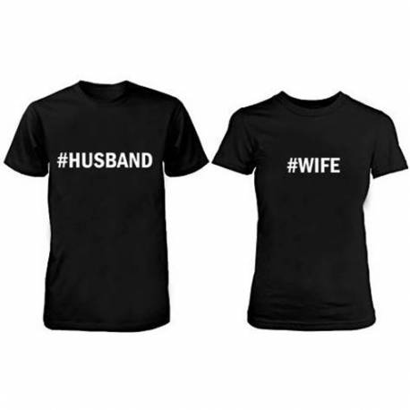 Komplet majic za pare, Husband Wife, črni