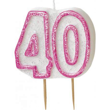Svečka 40. rojstni dan, Pink z bleščicami
