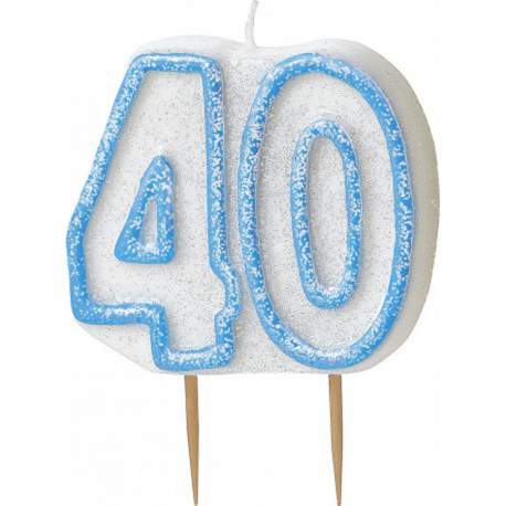 Svečka 40. rojstni dan, Modra z bleščicami