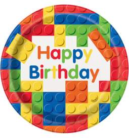 Krožniki 23 cm, Kocke Happy Birthday