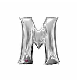 XXL balon črka M, srebrna 86 cm