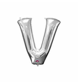 XXL balon črka V, srebrna 86 cm