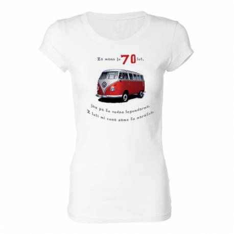 Ženska majica za 70 let, Rdeč Vw kombi