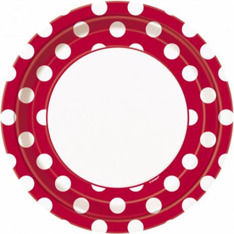 Krožniki 23 cm, Rdeči s pikami 8/1