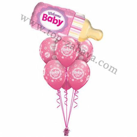 Dekoracija iz balonov Pink steklenička