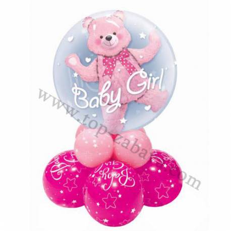 Dekoracija iz balonov Baby Girl Bear