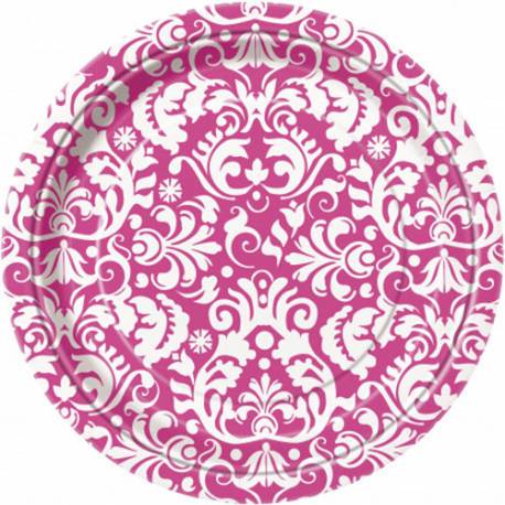 Krožniki 18 cm, Ornament elegant pink