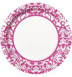 Krožniki 23 cm, Ornament Damask Pink 8/1