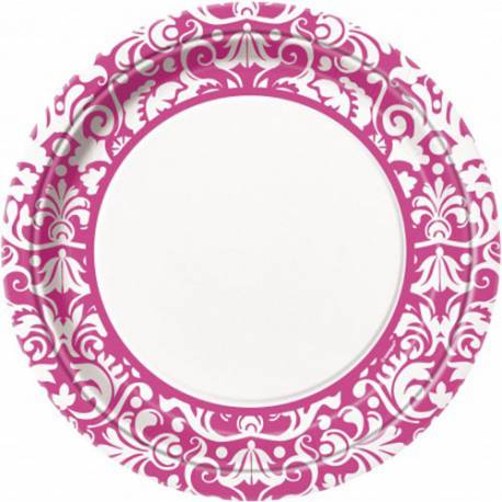 Krožniki 23 cm, Ornament Damask Pink 8/1