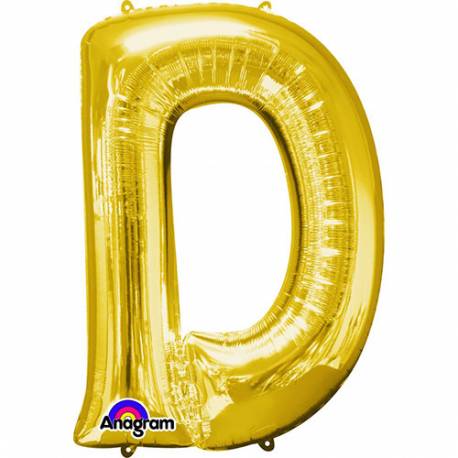 XXL balon črka D, zlata 86 cm