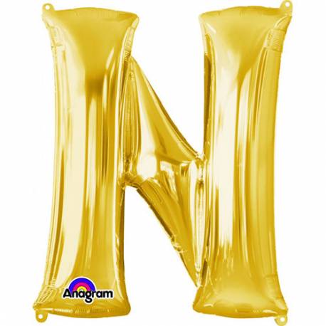 XXL balon črka N, zlata 86 cm