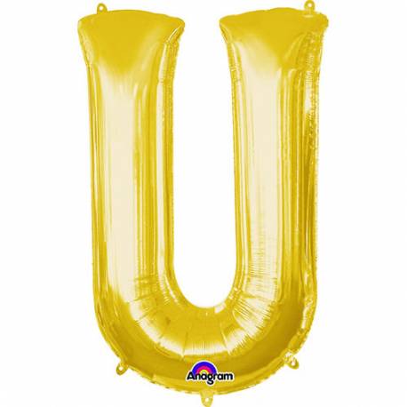 XXL balon črka U, zlata 86 cm