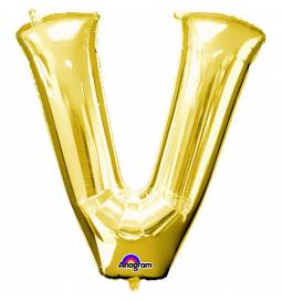 XXL balon črka V, zlata 86 cm
