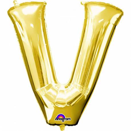 XXL balon črka V, zlata 86 cm