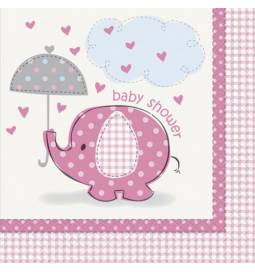 Serviete za Baby Shower, Pink slonček