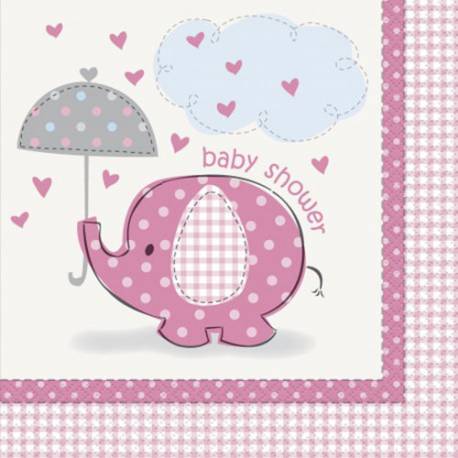 Serviete za Baby Shower, Pink slonček