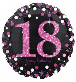 Folija balon 18 let, Happy Birthday
