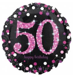 Folija balon 50 let, Happy Birthday Pink