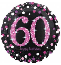 Folija balon 60 let, Happy Birthday Pink