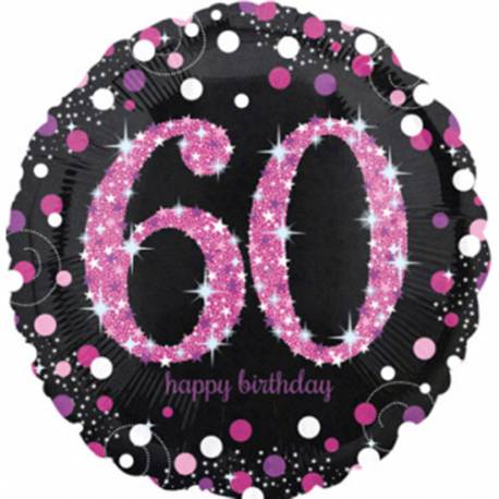 Folija balon 60 let, Happy Birthday Pink